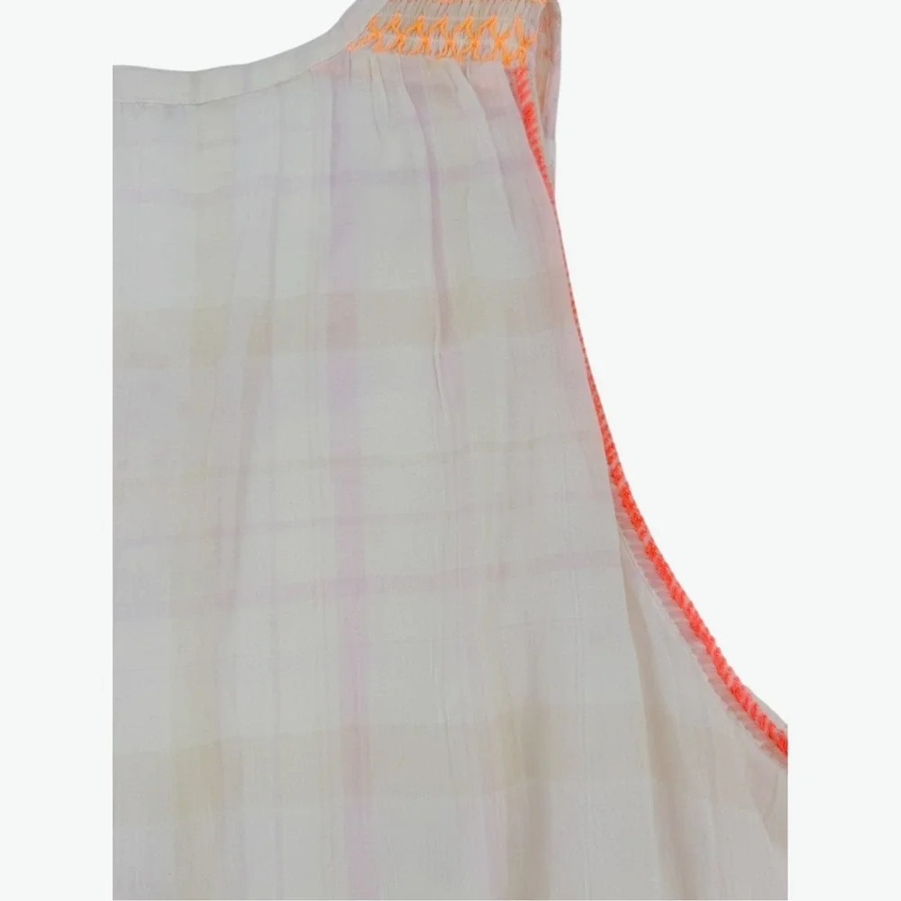 Free People Run With Me Plaid Mini Dress Ivory S NWT Boho - Picture 13 of 16